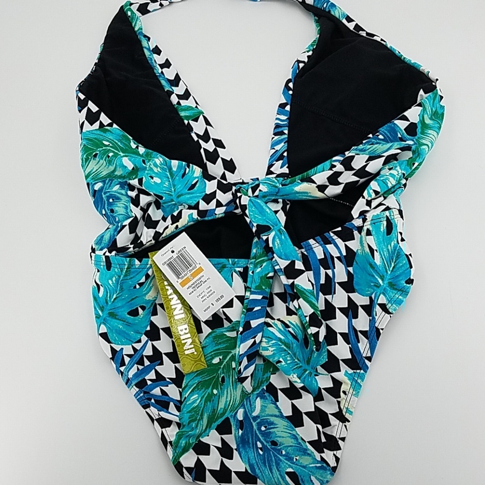 NWT Gianni Bini Tropical Wrap Plunge One Piece - Picture 4 of 7